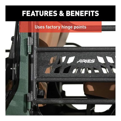 Puertas Traseras Jeep Wrangler Jk Aries 25009 Tubo Aluminio Trasera Izquierda Y Derecha Negro 11