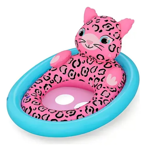 Silla Inflable Salvavidas Para Bebé Diseño Animalitos Color Rosa Chicle