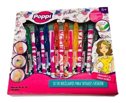 Set De Boligrafos Para Tatuajes Fashion X 8 + 6 Calcos Nena 3