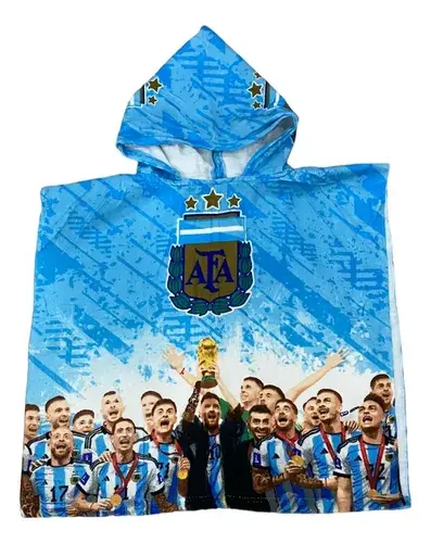 Poncho Microfibra Toallón Argentina Campeón 3 Estrella Messi 10