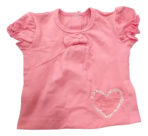 Conjunto Bebe Beba Remera + Short Con Corazon Y Moño 14