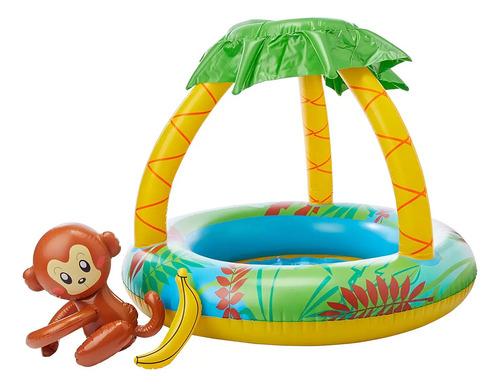 Pileta Inflable Jilong Redonda 65l Bebés 1 Año Diseño Mono Selva 8