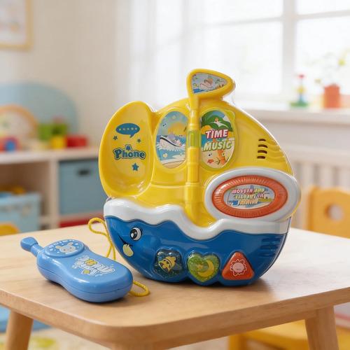 Telefono Fijo De Juguete Con Luz Y Sonido Shen Yuan Amarillo 2