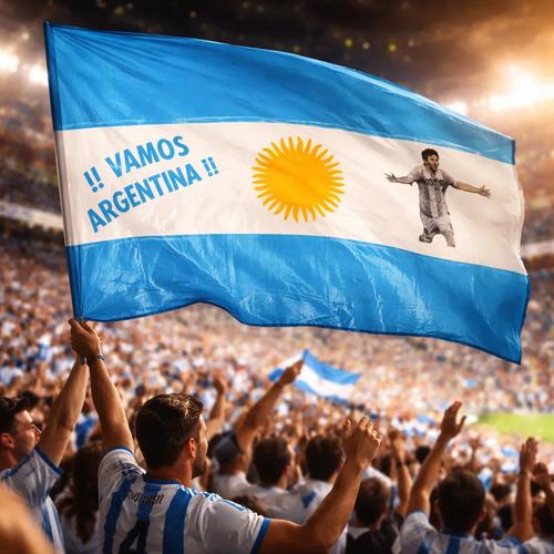 Bandera Argentina Con Imagen De Lionel Messi 60x80 Cm Argentina 3