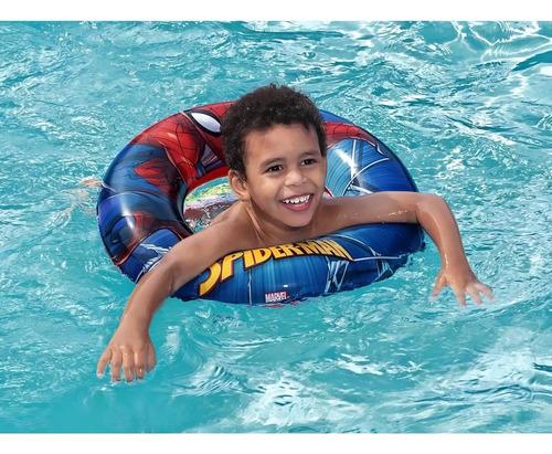 Salvavidas Flotador Inflable Spiderman Pileta Playa 56 Cm Rojo Y Azul 6