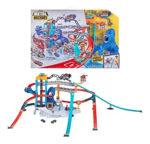 Pista De Autitos Enorme Gigante Gorila Attack Metal Machine Azul 3