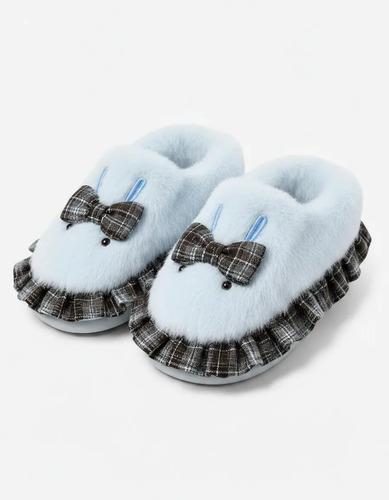 Pantuflas Infantiles Peluche Abrigadas Varios Modelos Unisex Moño Celeste Con Corderito 26-27 3