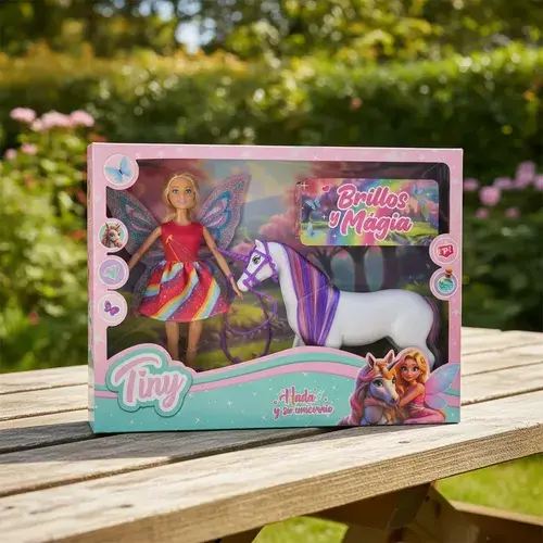 Princesa Tiny Brillos Y Magia Hada Con Unicornio Juguete