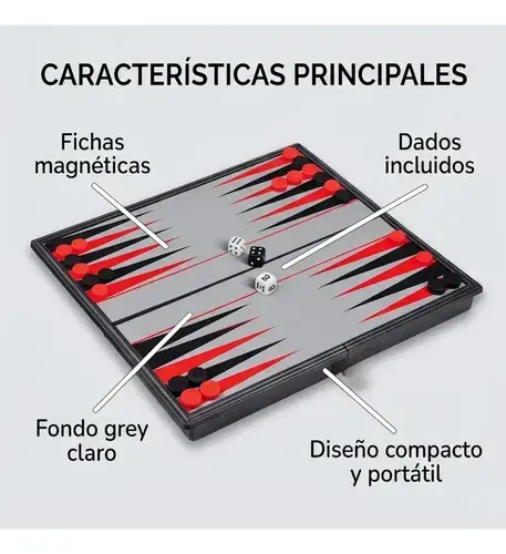 Juego De Mesa Backgammon Tablero Magnetico Plegable Kids Clu 5