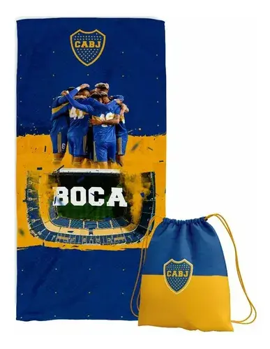 Toallon Playero Microfibra Seca Rapido Boca Junior + Mochila 7