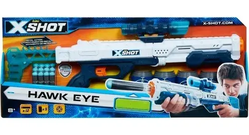 Arma Rifle Escopeta Lanza Dardos Hawk Eye X Shot 16 Dardos Rojo 9