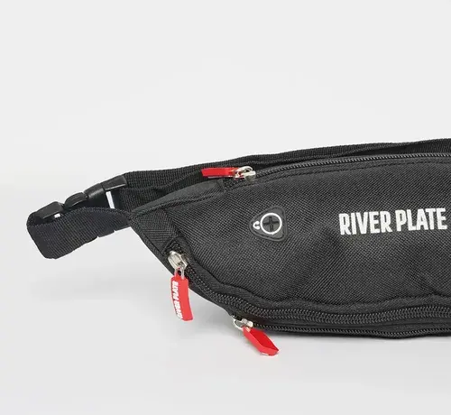 Riñonera Negra Lisa River Plate 3 Cierres Oficial Quemoda Negro Liso 4