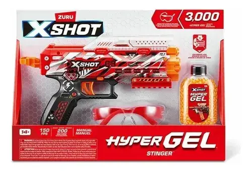 Pistola Lanza Hidrogel Hyper Gel Stinger 3000 Bolitas X Shot Roja 6