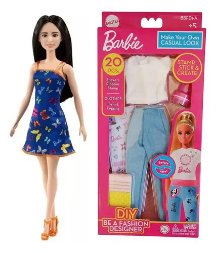 Super Combo Muñeca Barbie + Set Ropa Para Diseñar 20 Piezas 9