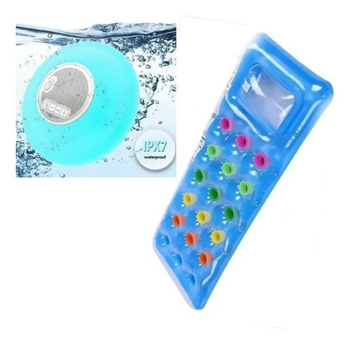 Combo Parlante Para Pileta Sumergible + Colchoneta Portavaso Celeste 4