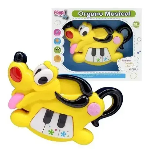 Piano Juguete Infantil Amarillo Poppi Baby Modelo 6748 Con Luz Perro