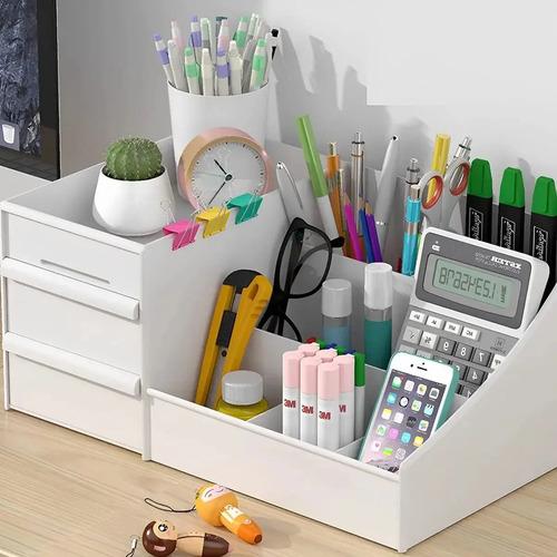 Organizador Maquillaje Cremas Escritorio Oficina Cajones Blanco 5