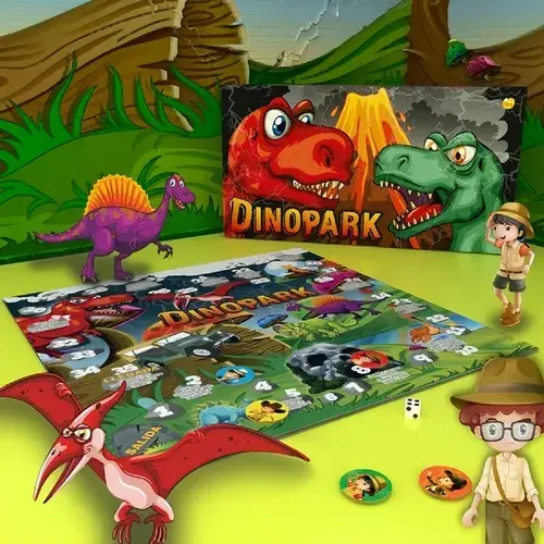Juego De Mesa Dinopark Dinosaurios Tablero +2 Jugadores Yuyu 3