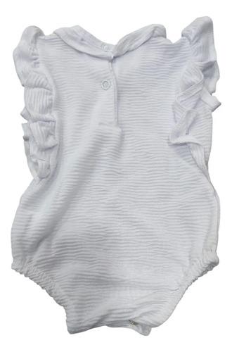 Conjunto De Body Y Pantalon De Algodon Labrado Con Volados Blanco Texturizado 0-2m 3