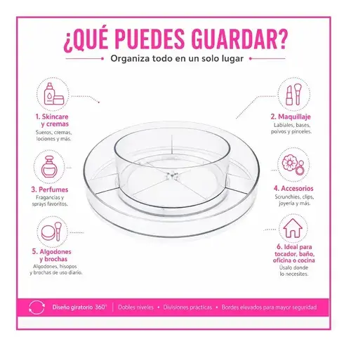 Organizador Multiuso De Acrílico Transparente Y Giratorio 5