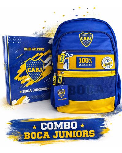 Combo Mochila Reforzada + Carpeta Escolar Boca Juniors Cabj 13