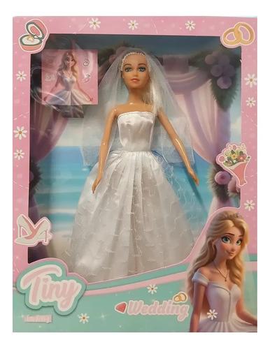 Muñeca Tiny Novia Con Vestido Casamiento Fiesta 30 Cm Juguet 8