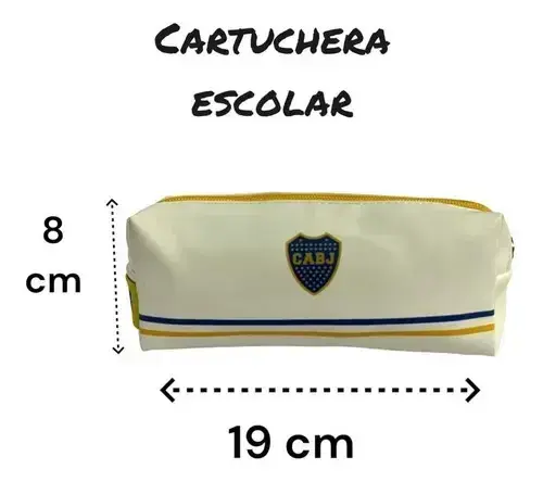 Cartuchera Fútbol Boca Juniors Quemoda Blanca 12 Lápices Blanco 8