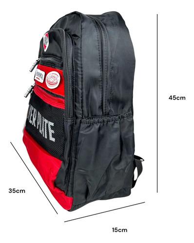 Mochila De River Plate Estampas Calidad ! Color Negro Y Rojo Diseño De La Tela Estampas Negro/rojo 4