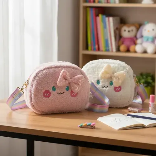 Bolso Peluche Trendy Morral Nena Cartera Gatito Porta Cosmet 14