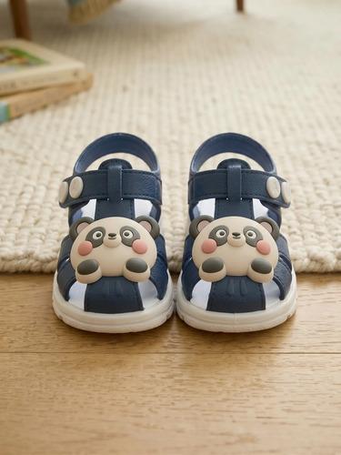 Sandalias Bebe Nene Nena Livianas De Verano Antideslizante Panda Azul 17 Goma