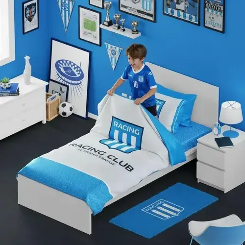 Juego De Sabana De Futbol Racing Club Twin Size Licencia Ofi 7