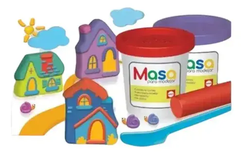 Masa Para Moldear Modelo Casitas Colirdo 2 Potes Antex Multicolor 2