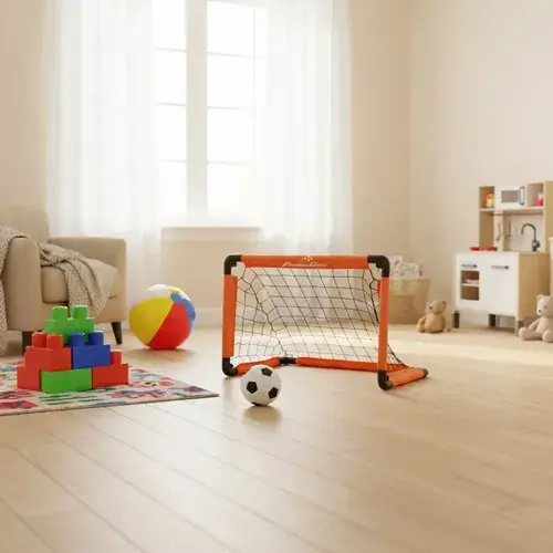 Arco De Futbol Con Red Plegable + Pelota + Inflador 45x60 Cm Naranja 3