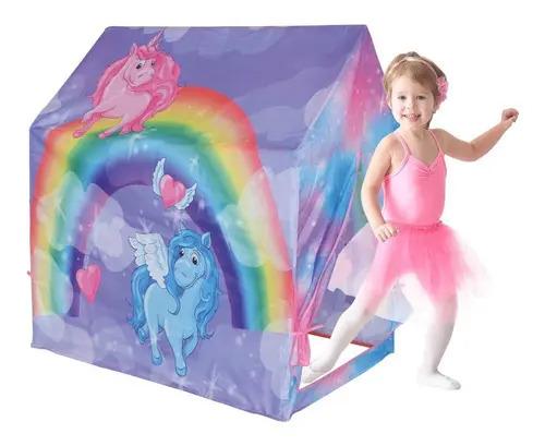 Carpa Casa Casita Infantil Nena Unicornios Arcoiris Poppi 3