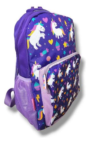 Mochila Escolar Pratys Unicornio Violeta Con Cartuchera Impermeable Estampado Unicornio 5