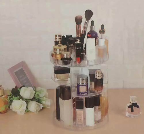 Organizador De Maquillajes Y Cosméticos Acrílico Giratorio Transparente 3