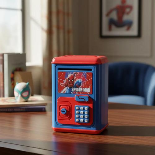 Caja Fuerte De Juguete Spiderman Alcancia Con Luz Y Sonido Spiderman Azul 4