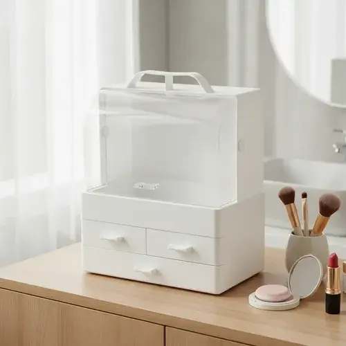 Caja Organizador De Cosméticos Alhajas Cajones Maquillaje Color Blanco