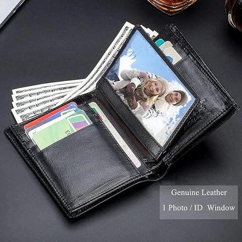 Billetera Tarjetera Bull Captain Qb-027 Negra De Cuero Negro Cuero 5