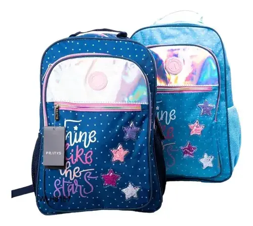 Mochila Escolar Nena Estrellas Brillante Primaria Impermable 2