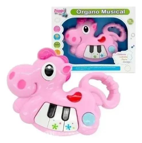 Mini Órgano Musical Didáctico Animales Sonido Luz Bebe Poppi 7