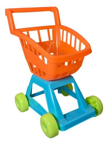 Carrito De Supermercado Para Niños Duravit Naranja De Plástico Con Ruedas