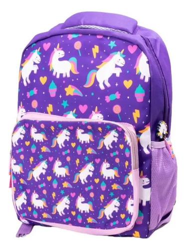 Mochila + Cartuchera Infantil Escolar Unicornio Violeta Nena Violeta Unicornios 8