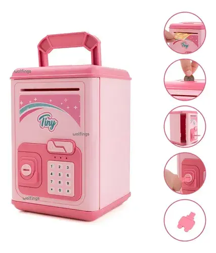 Caja Fuerte Infantil Juguete Alcancia Luz Sonido Tiny Niñas Rosa