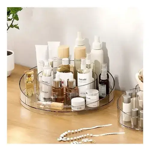 Organizador De Maquillaje Acrílico Transparente Y Giratorio Transparente 4