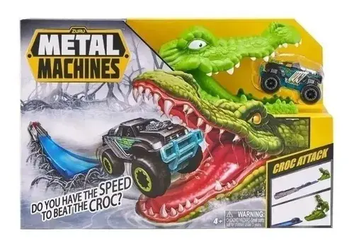 Pista Cocodrilo Metal Machines Zuru Lanzador Con Auto Wheels Verde 2