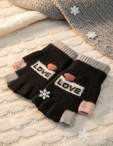Guantes Infantil Sin Dedos Para Niñas Invierno Abrigado Love 6