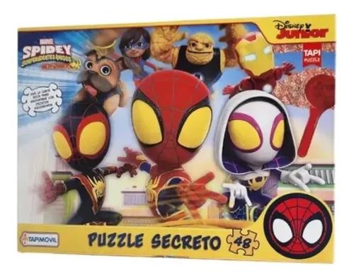 Rompecabezas Spiderman Hombre Araña Secreto Con Lupa 48 Piez