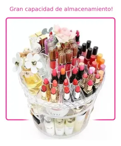 Organizador De Maquillajes Y Cosméticos Acrílico Giratorio Transparente 5