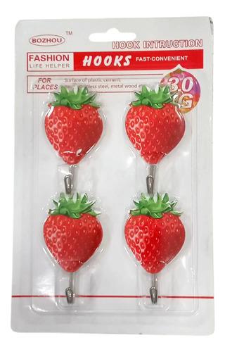 Pack 4 Ganchos Autoadhesivo Para Colgar Objetos Forma Fruta 4